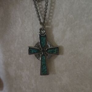 Silver Cross with Turquoise Inlay